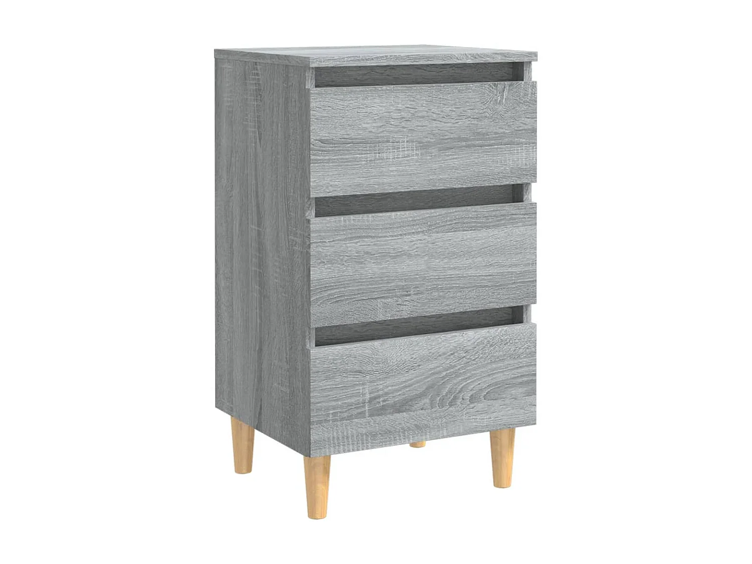 2er-Set Nachttische Nachtschrank mit Massivholz-Beinen Grau Sonoma 40x35x69cm -RN20776