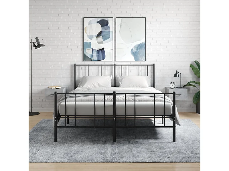 2er-Set Wand-Nachttische Nachtschrank Betongrau 35x35x20 cm -RN77981