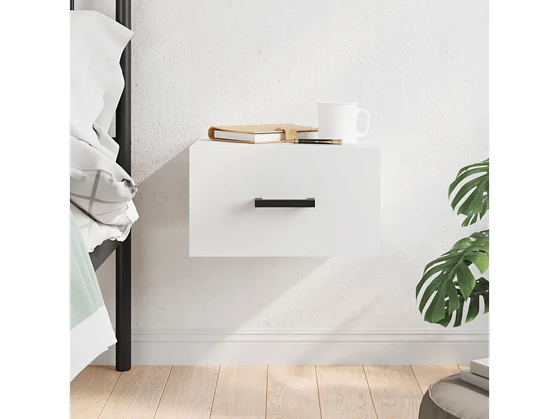 Wand-Nachttisch Nachtschrank Weiß 35x35x20 cm -RN13461