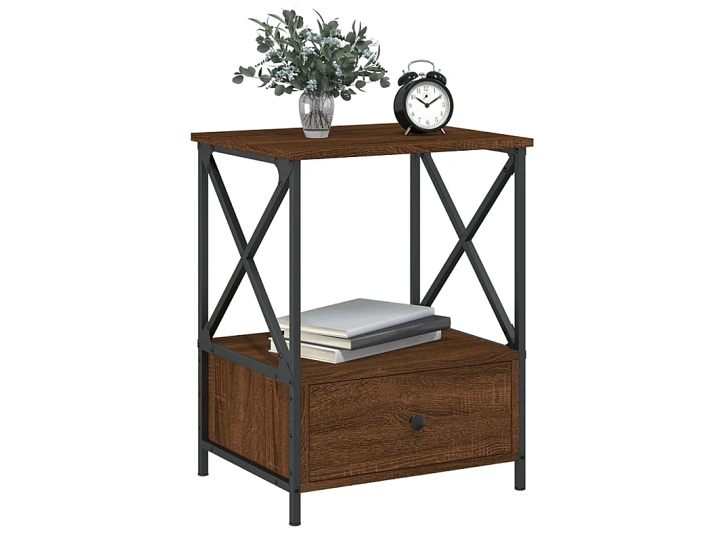Nachttisch Nachtschrank Braun Eichen-Optik 50x41x65 cm Holzwerkstoff -RN14127