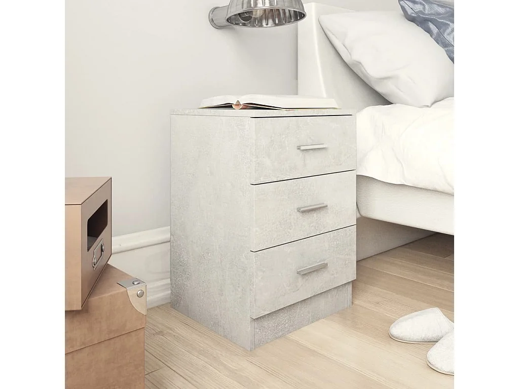 Nachttisch Betongrau Nachtschrank 38x35x56 cm Holzwerkstoff -RN13011