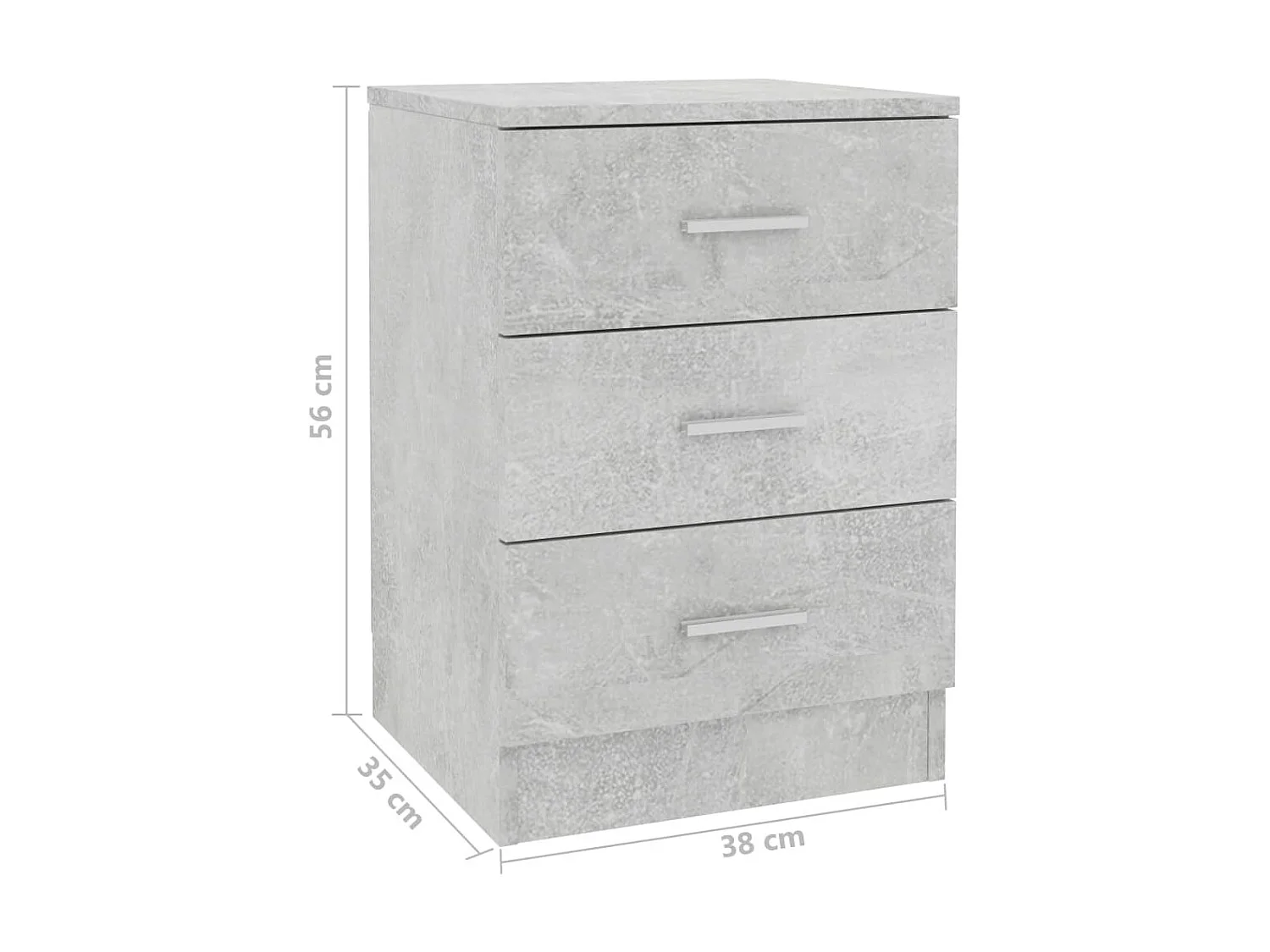 Nachttisch Betongrau Nachtschrank 38x35x56 cm Holzwerkstoff -RN13011