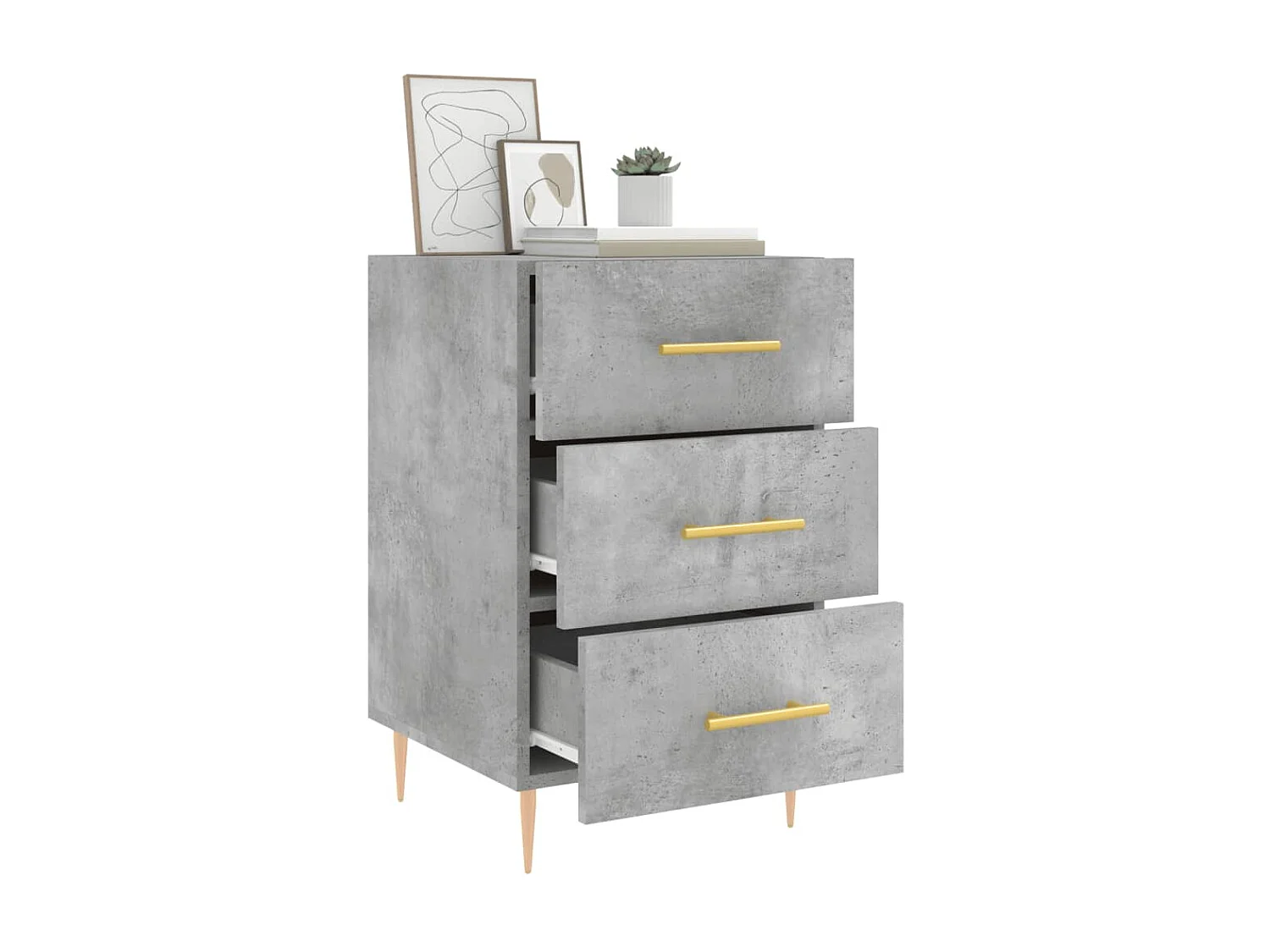 Nachttisch Betongrau Nachtschrank 40x40x66 cm Holzwerkstoff -RN16752