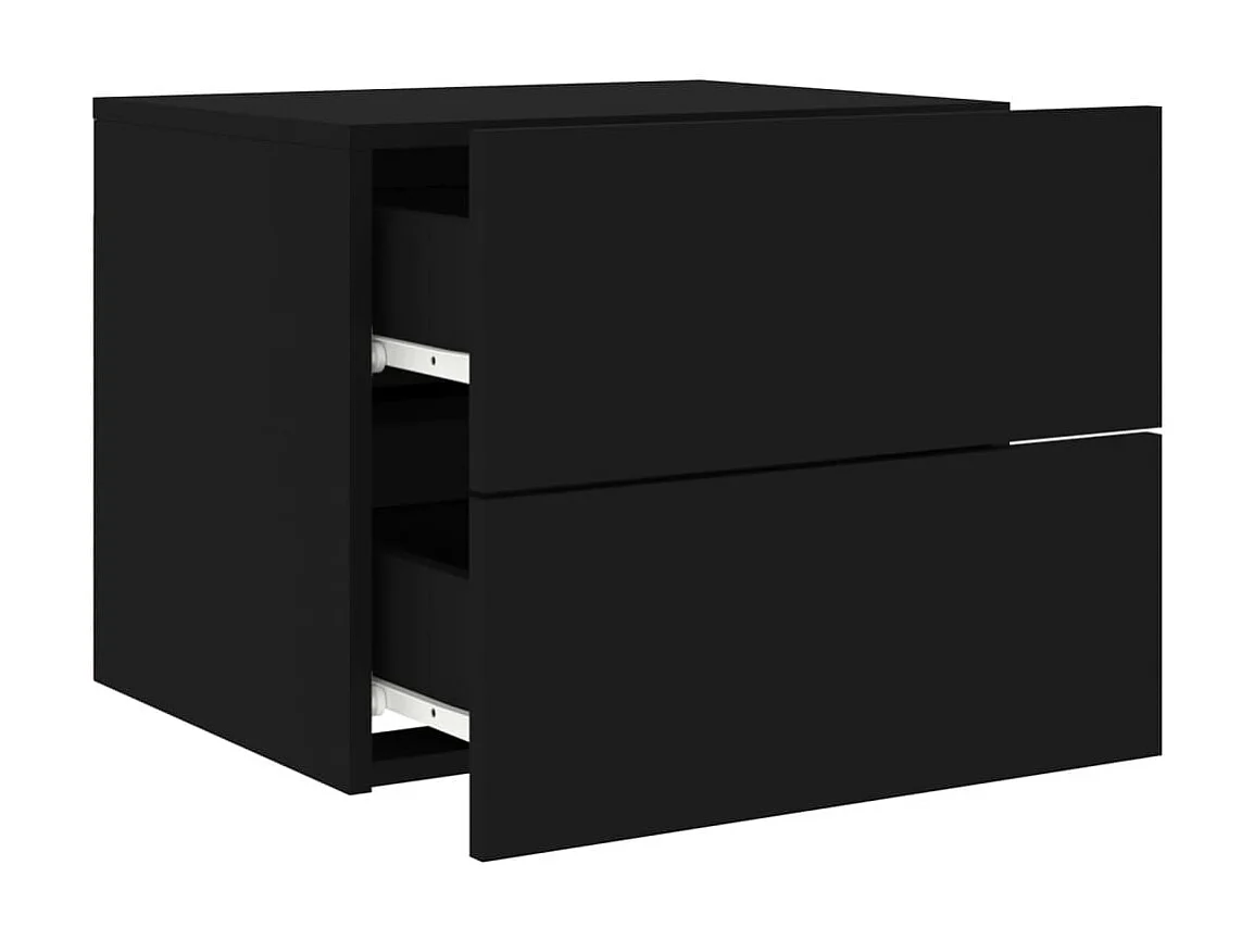 Wand-Nachttisch Nachtschrank mit LED-Leuchten Schwarz -RN11809