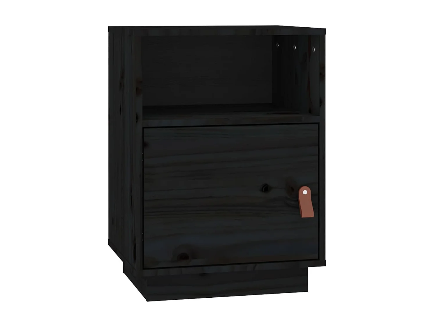 2er-Set Nachttische Nachtschrank Schwarz 40x34x55 cm Massivholz Kiefer -RN79523
