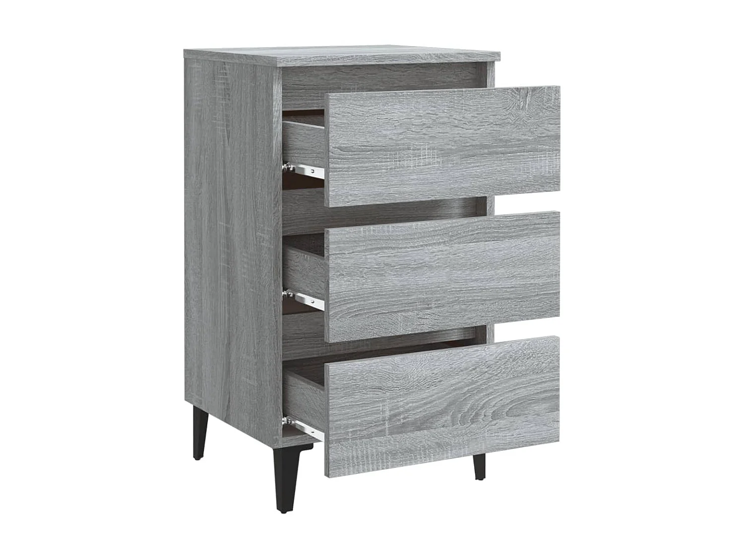Nachttisch Nachtschrank mit Metallbeinen Grau Sonoma 40x35x69 cm -RN12585