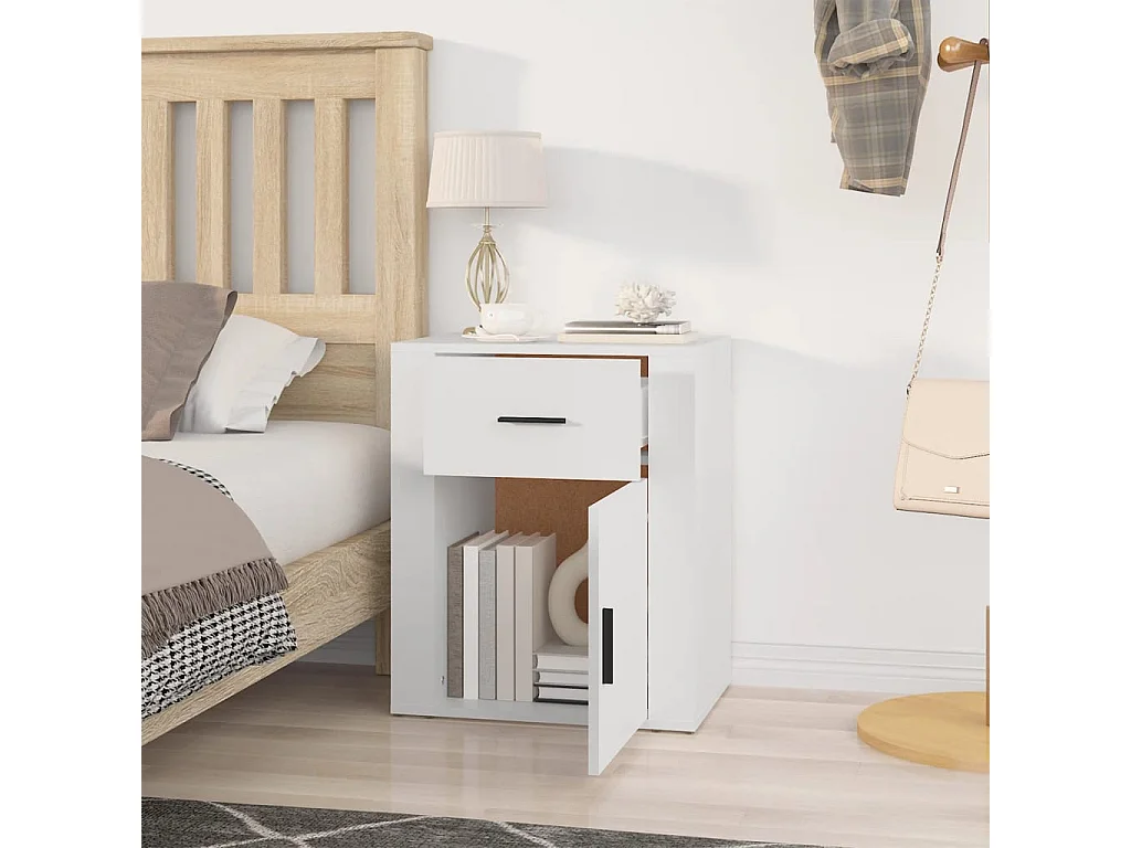 Nachttisch Nachtschrank Weiß 50x36x60 cm Holzwerkstoff -RN47677
