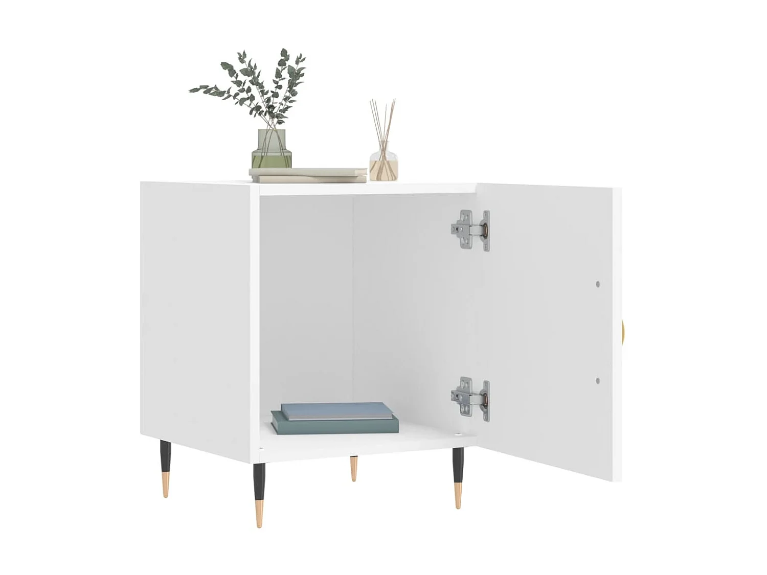 2er-Set Nachttische Nachtschrank Weiß 40x40x50 cm Holzwerkstoff -RN83748