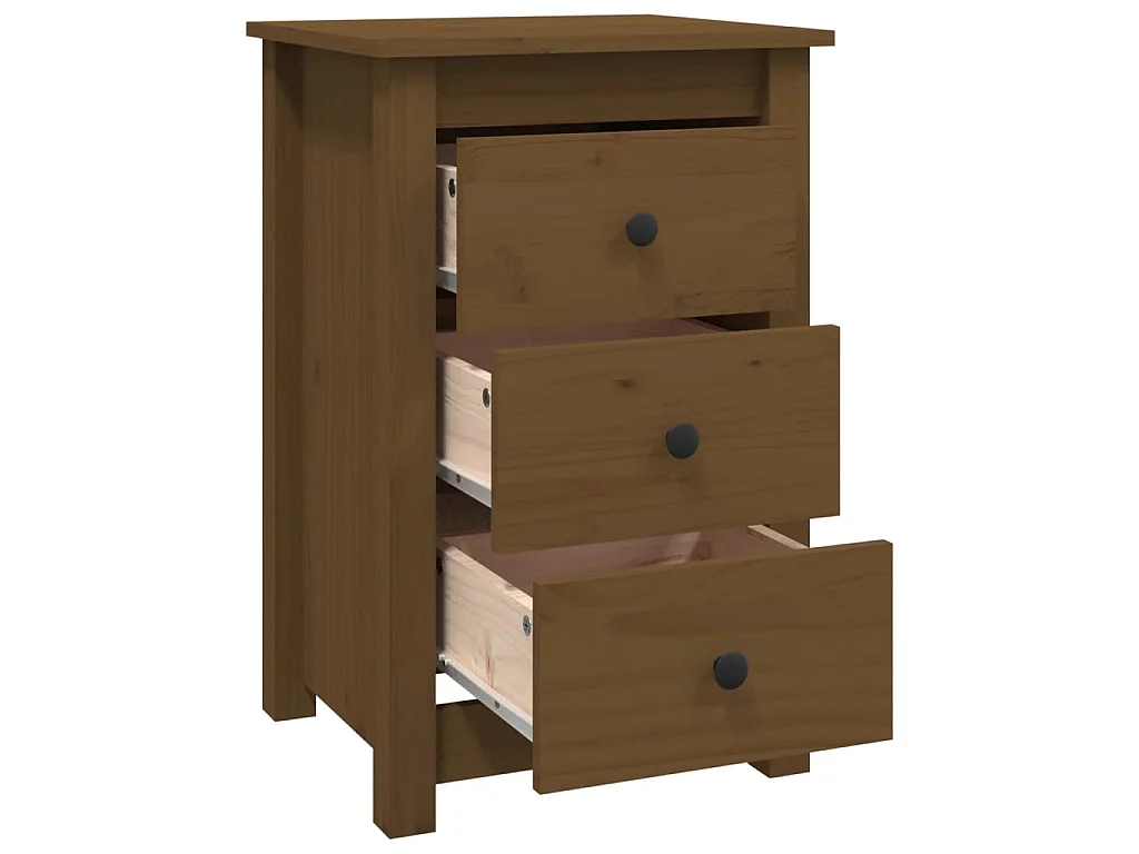 2er-Set Nachttische Nachtschrank Honigbraun 40x35x61,5 cm Massivholz Kiefer -RN94823