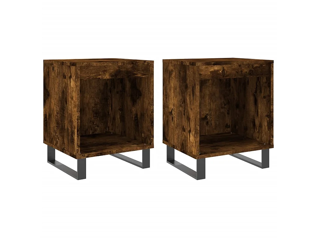 2er-Set Nachttische Nachtschrank Räuchereiche 40x35x50 cm Holzwerkstoff -RN37913