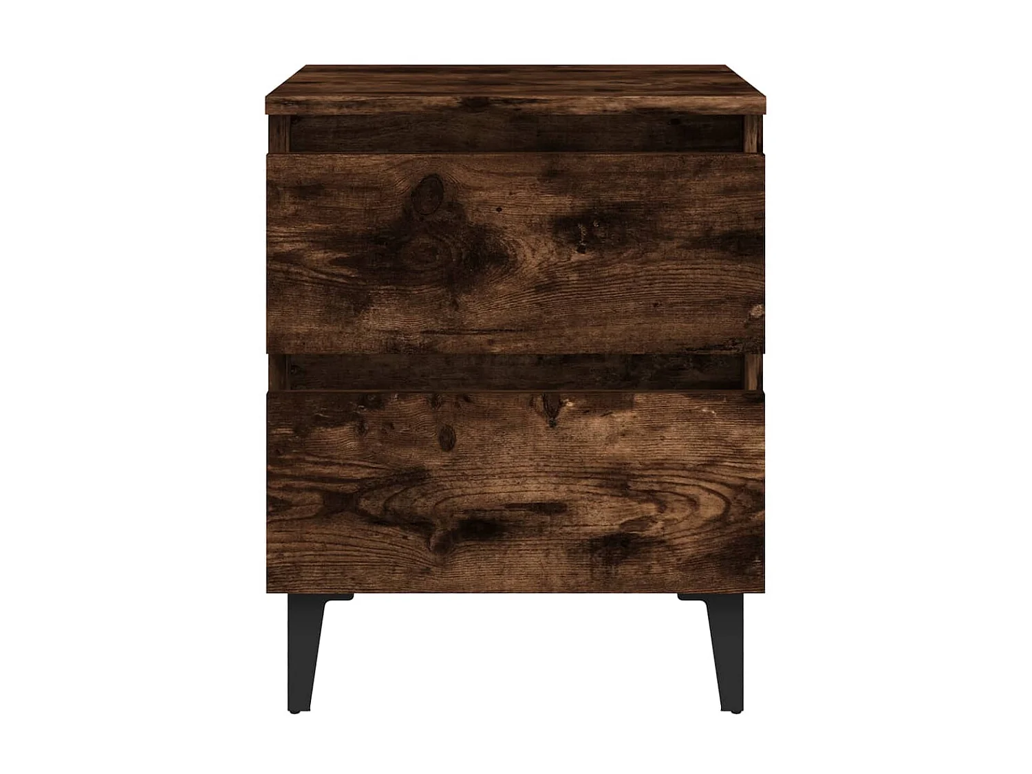 2er-Set Nachttische Nachtschrank mit Metallbeinen Räuchereiche 40x35x50 cm -RN75206