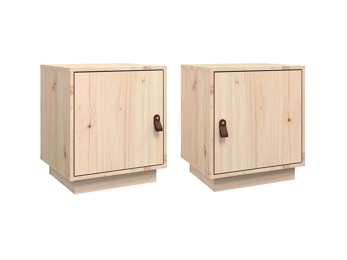 2er-Set Nachttische Nachtschrank 40x34x45 cm Massivholz Kiefer -RN76590
