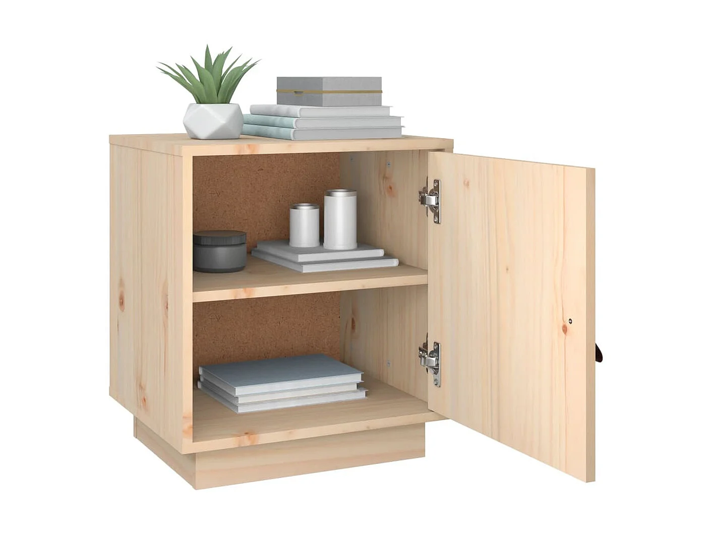 2er-Set Nachttische Nachtschrank 40x34x45 cm Massivholz Kiefer -RN76590
