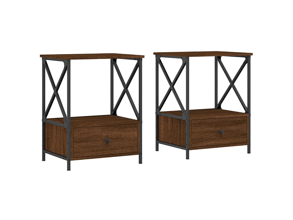2er-Set Nachttische Nachtschrank Braun Eichen-Optik 50x41x65 cm Holzwerkstoff -RN67294