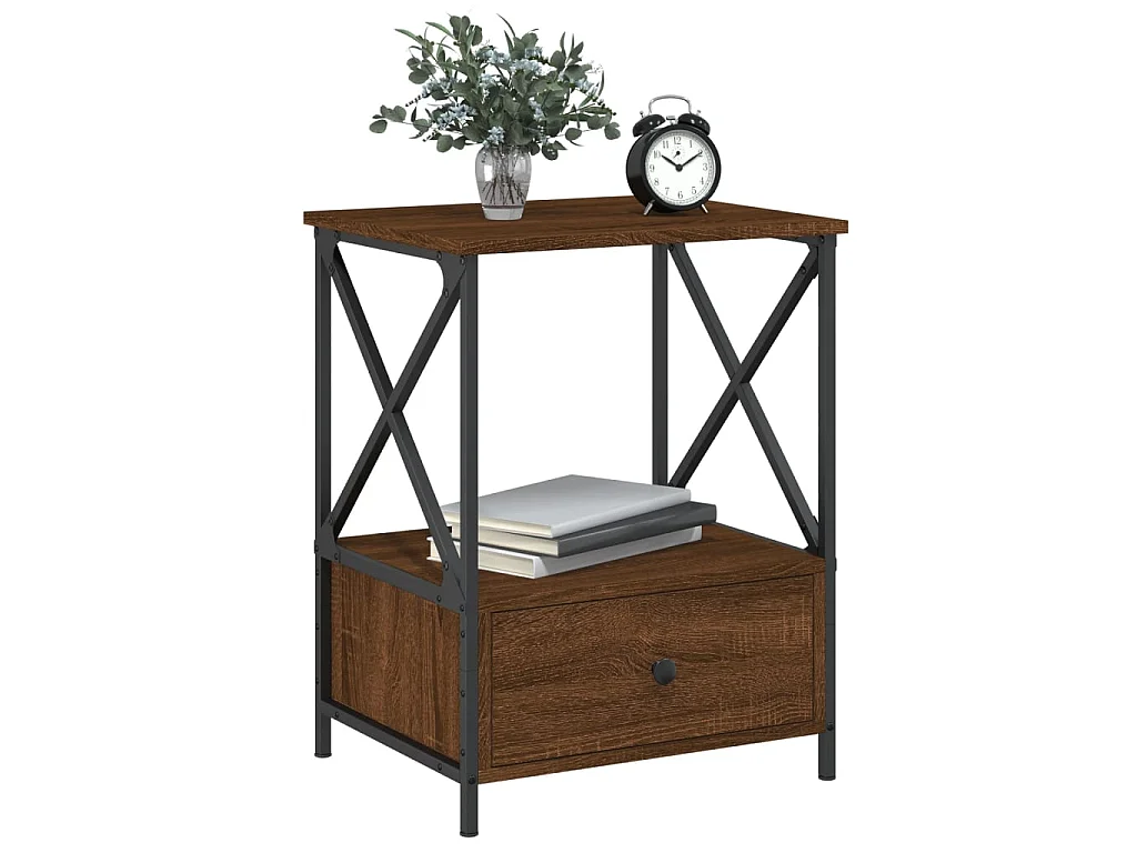 2er-Set Nachttische Nachtschrank Braun Eichen-Optik 50x41x65 cm Holzwerkstoff -RN67294