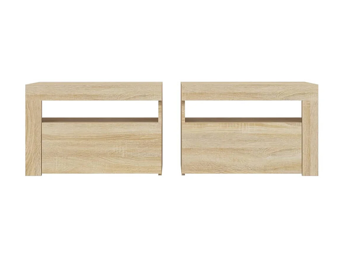 2er-Set Nachttische Nachtschrank mit LEDs Sonoma-Eiche 60x35x40 cm -RN15772