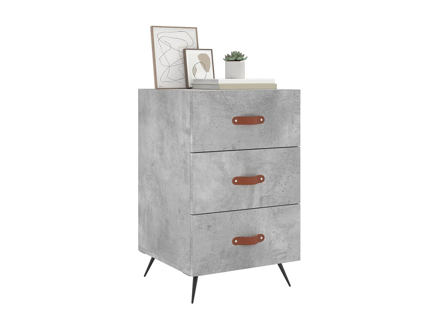 Nachttisch Betongrau Nachtschrank 40x40x66 cm Holzwerkstoff -RN36956