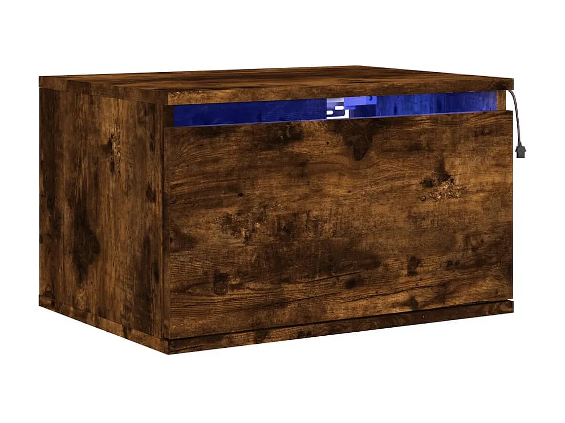 Wand-Nachttisch Nachtschrank mit LED-Leuchten Räuchereiche -RN40933