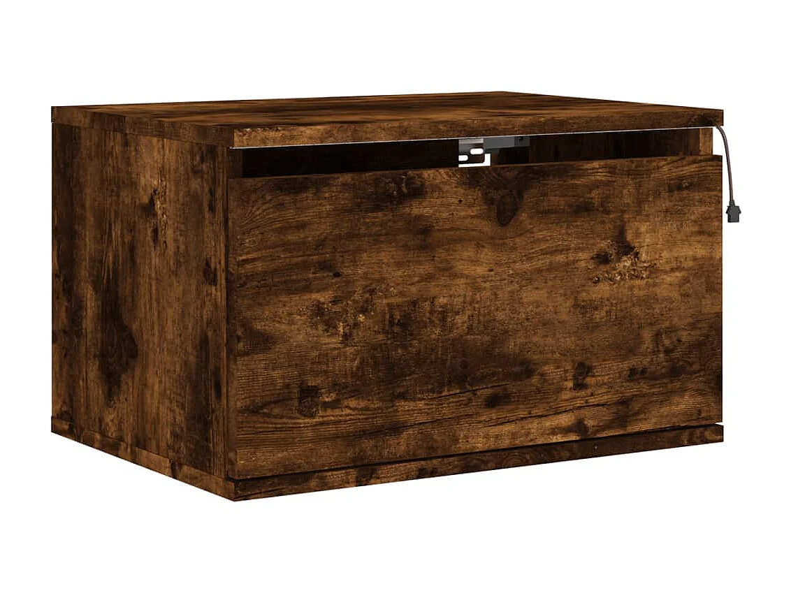 Wand-Nachttisch Nachtschrank mit LED-Leuchten Räuchereiche -RN40933