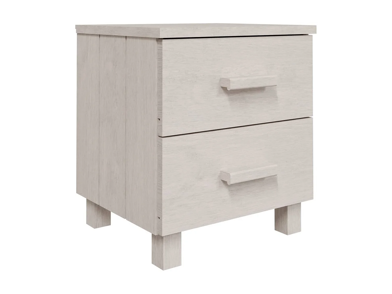 2er-Set Nachttische Nachtschrank HAMAR Weiß 40x35x44,5 cm Massivholz -RN82246
