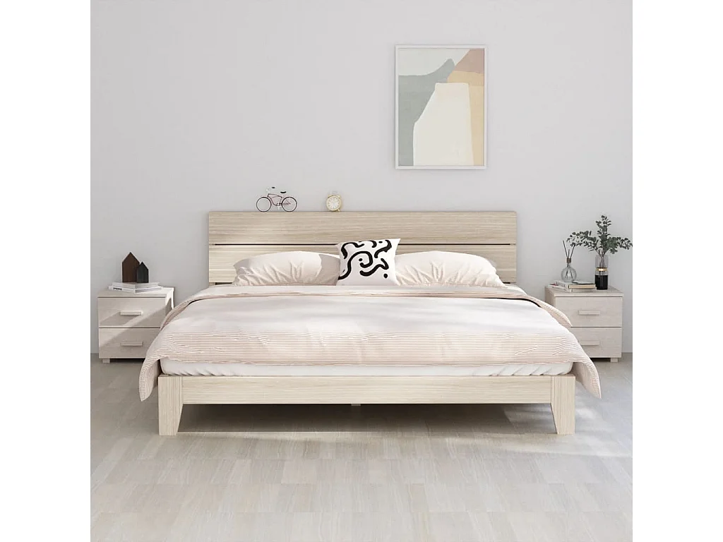 2er-Set Nachttische Nachtschrank HAMAR Weiß 40x35x44,5 cm Massivholz -RN82246