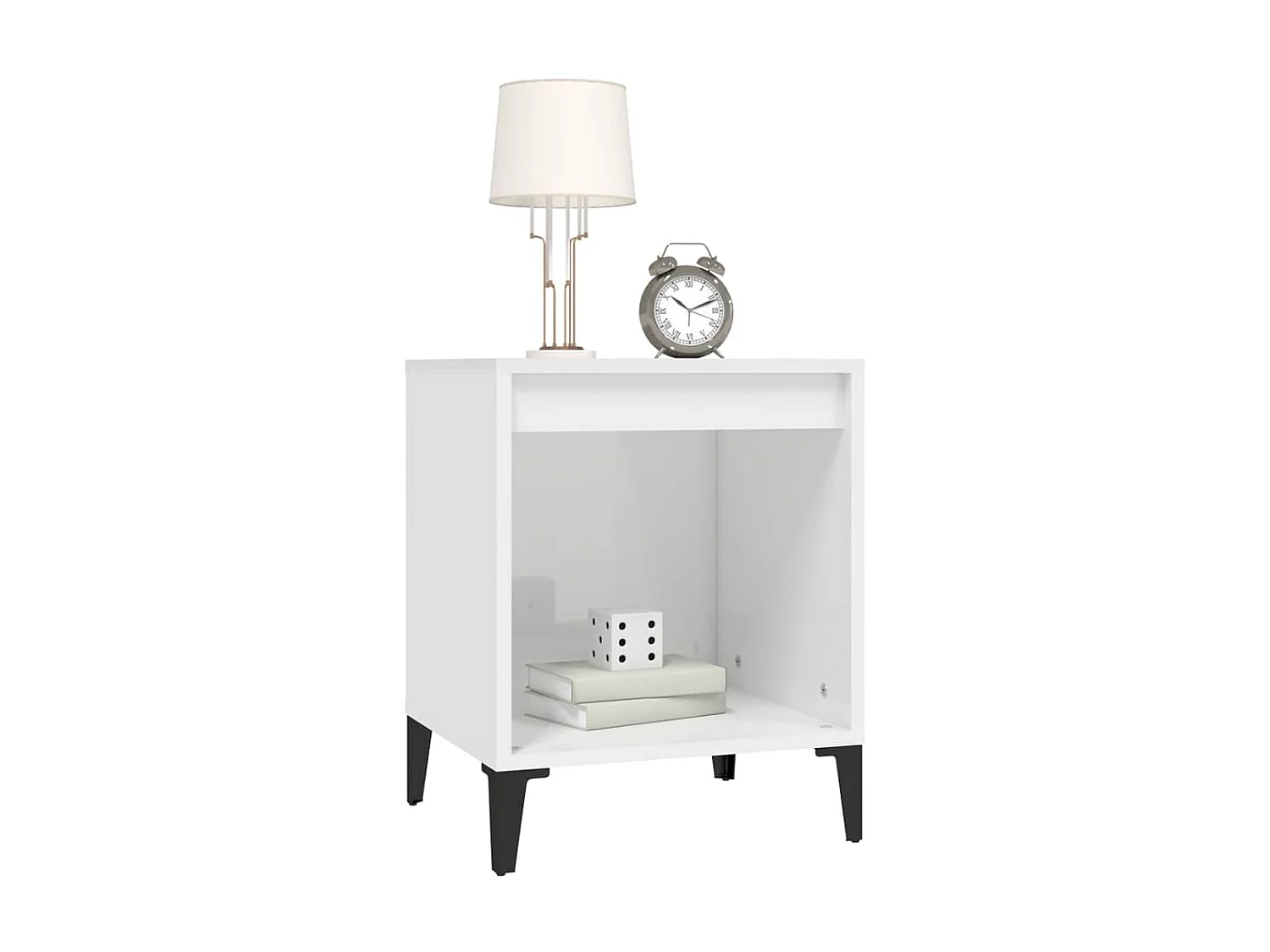 Nachttisch Nachtschrank Hochglanz-Weiß 40x35x50 cm -RN92397