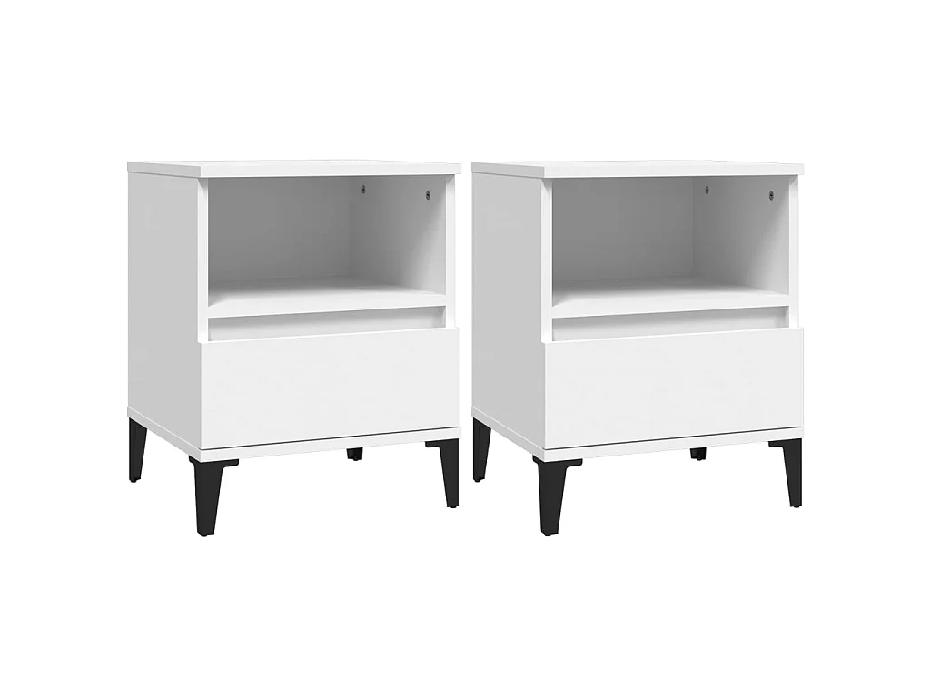 2er-Set Nachttische Nachtschrank Weiß 40x35x50 cm -RN21784