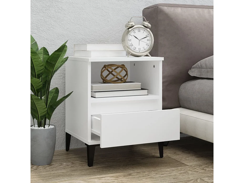 2er-Set Nachttische Nachtschrank Weiß 40x35x50 cm -RN21784