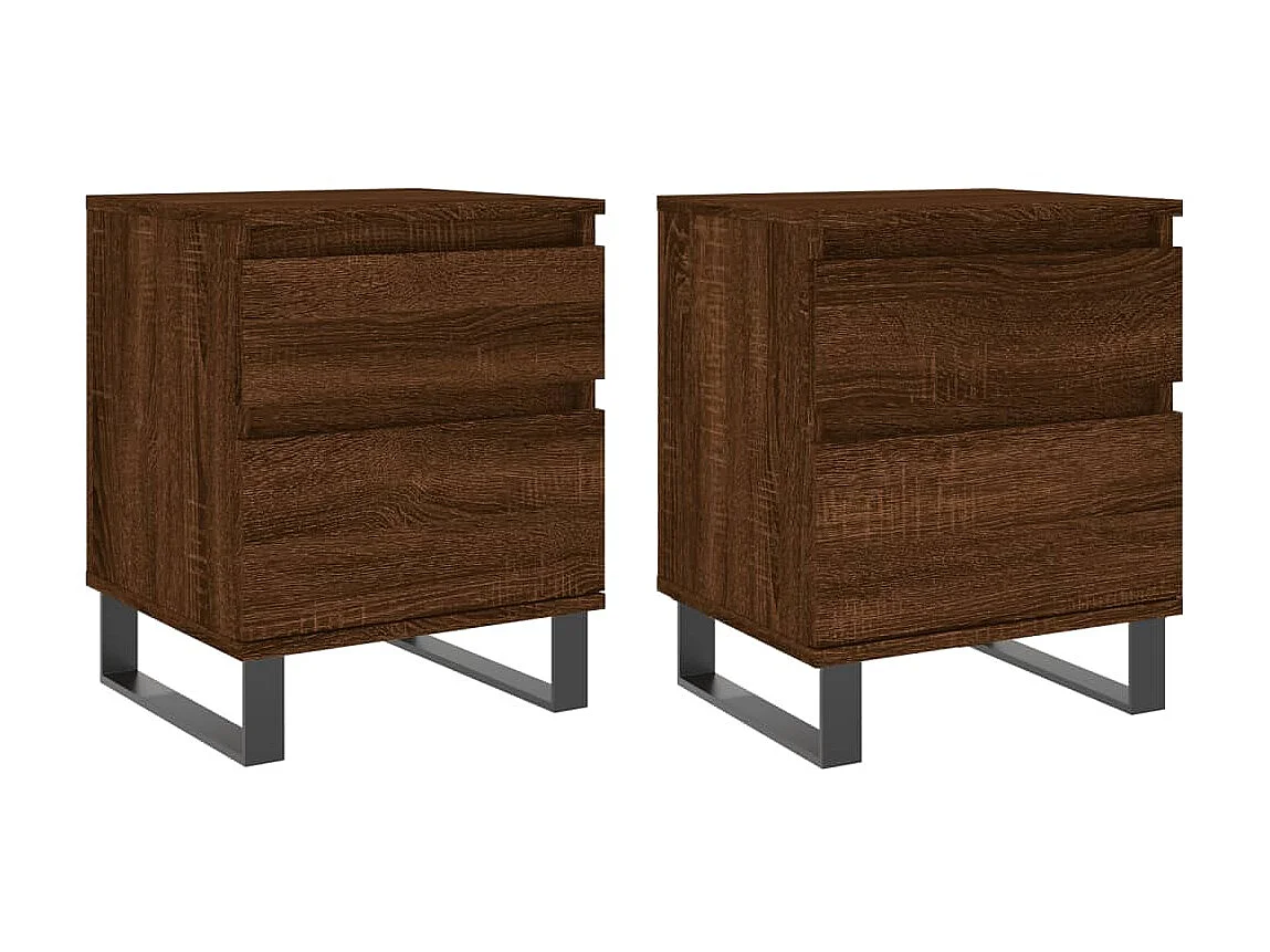 2er-Set Nachttische Nachtschrank Braun Eichen-Optik 40x35x50 cm Holzwerkstoff -RN43275