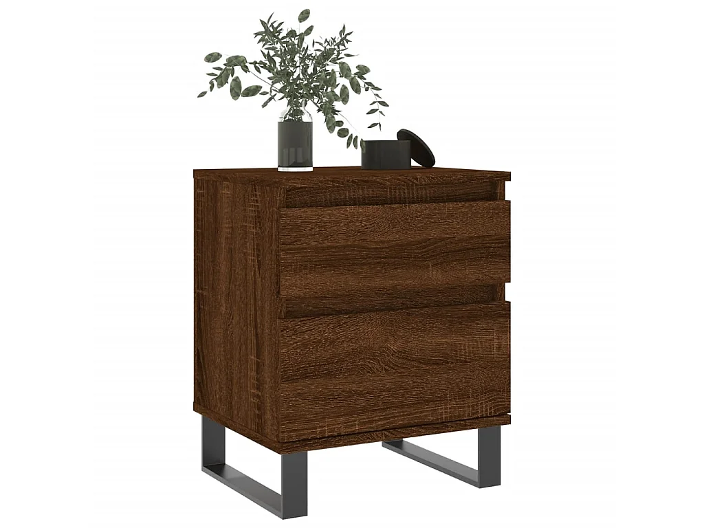 2er-Set Nachttische Nachtschrank Braun Eichen-Optik 40x35x50 cm Holzwerkstoff -RN43275