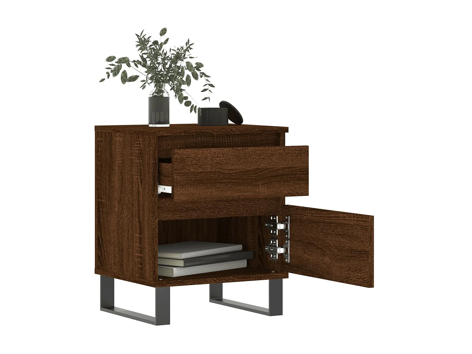 2er-Set Nachttische Nachtschrank Braun Eichen-Optik 40x35x50 cm Holzwerkstoff -RN43275