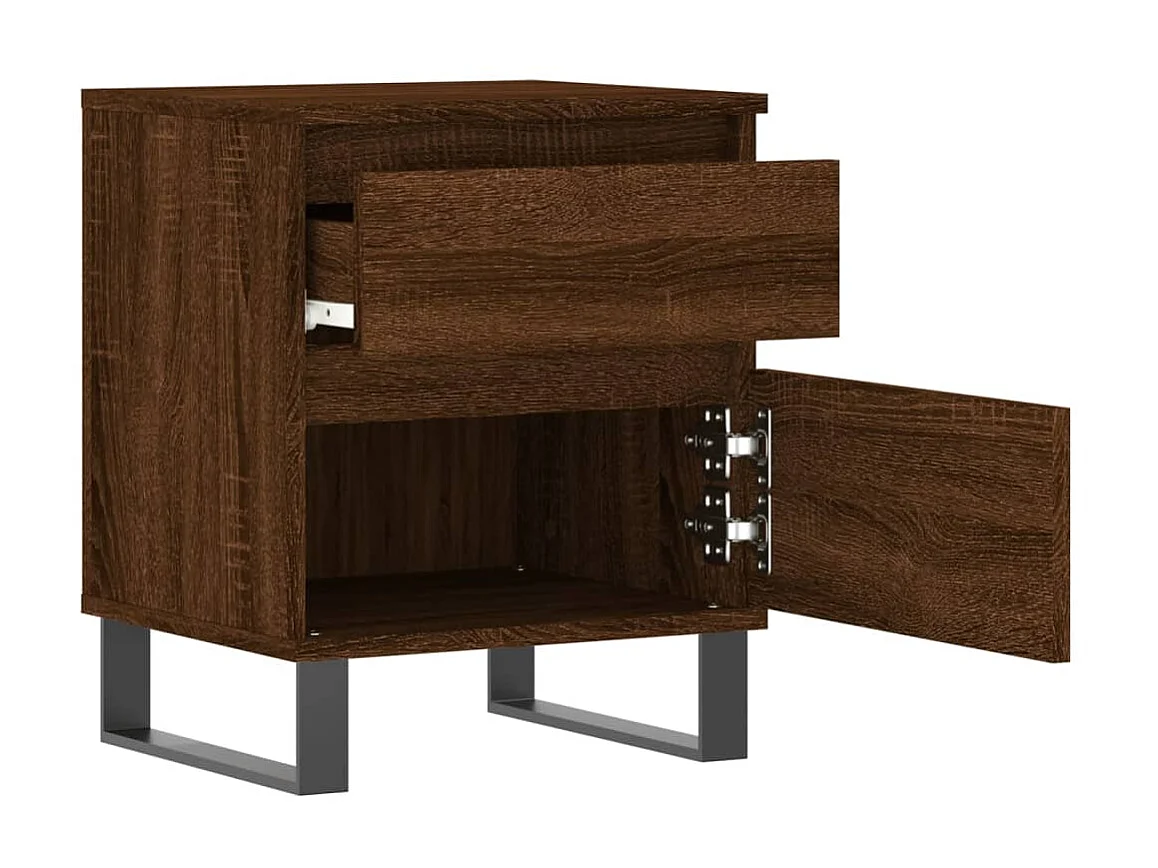 2er-Set Nachttische Nachtschrank Braun Eichen-Optik 40x35x50 cm Holzwerkstoff -RN43275