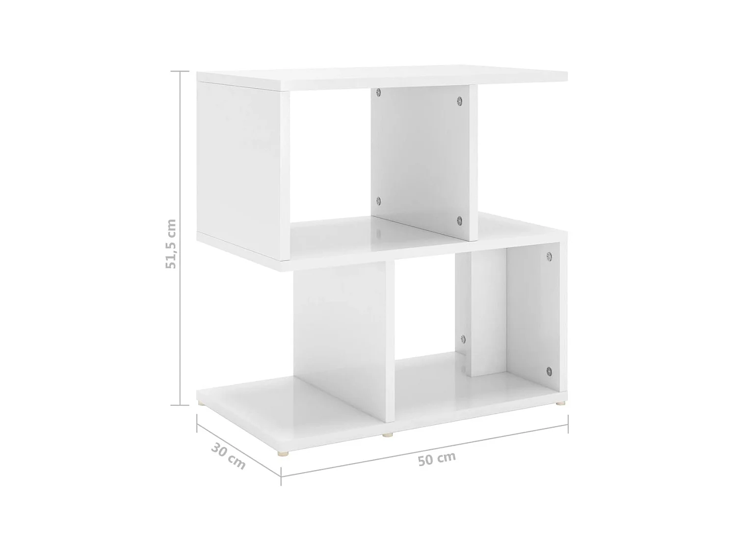 Nachttisch Nachtschrank Hochglanz-Weiß 50x30x51,5 cm Holzwerkstoff -RN40142