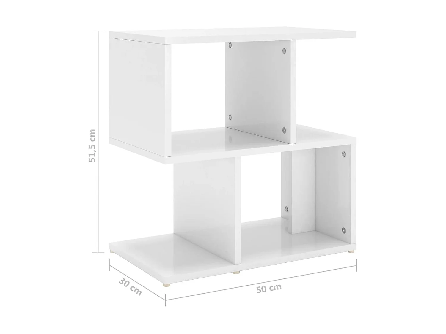 Nachttisch Nachtschrank Hochglanz-Weiß 50x30x51,5 cm Holzwerkstoff -RN40142