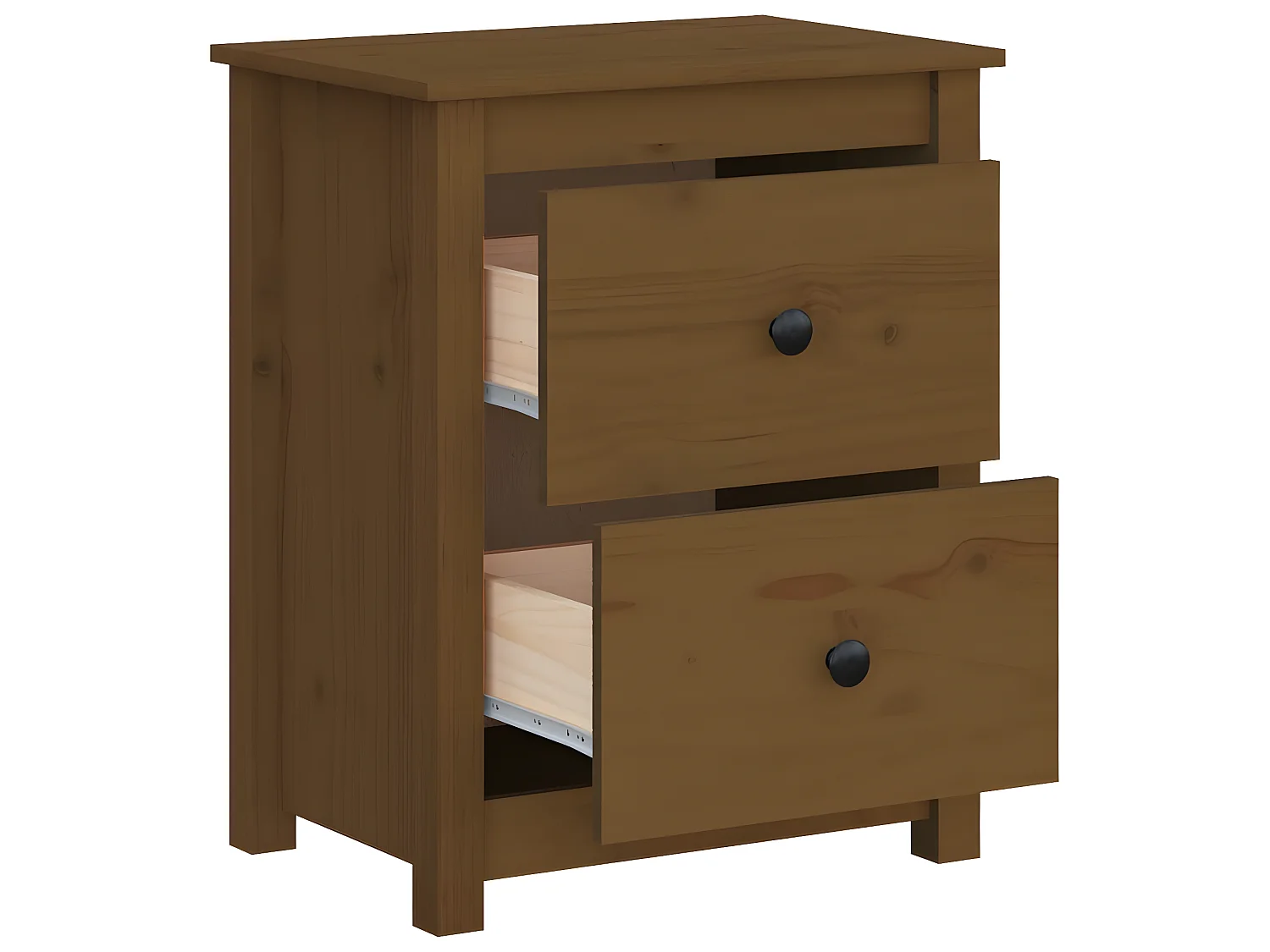 2er-Set Nachttische Nachtschrank Honigbraun 50x35x61,5 cm Massivholz Kiefer -RN78880