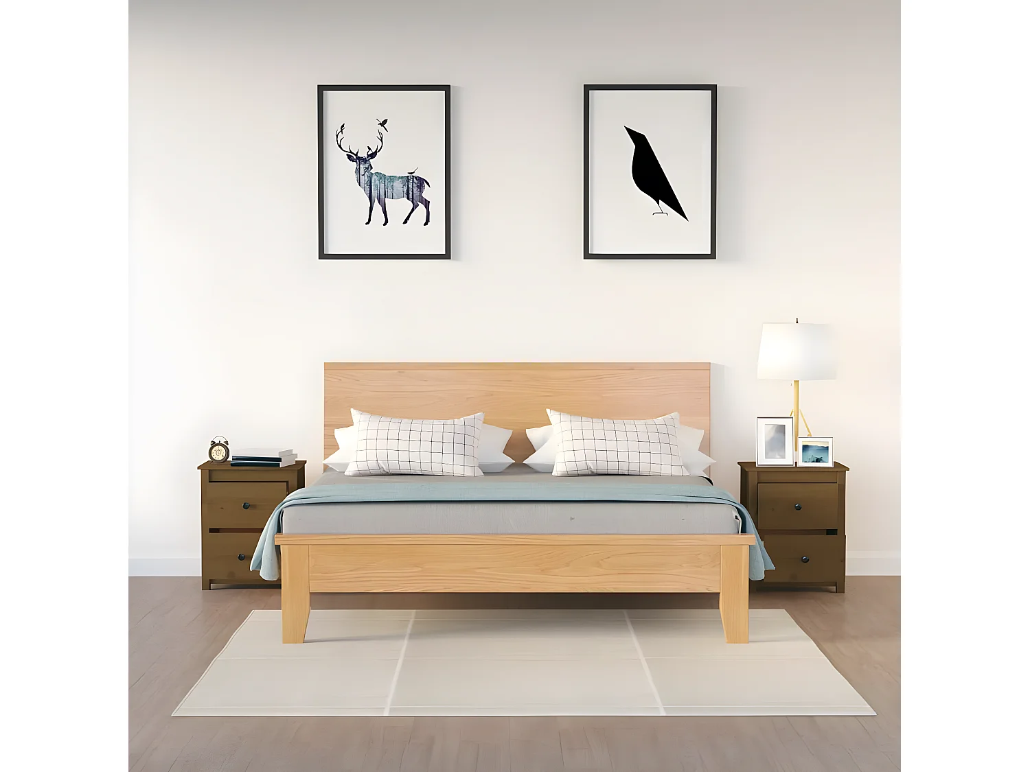 2er-Set Nachttische Nachtschrank Honigbraun 50x35x61,5 cm Massivholz Kiefer -RN78880