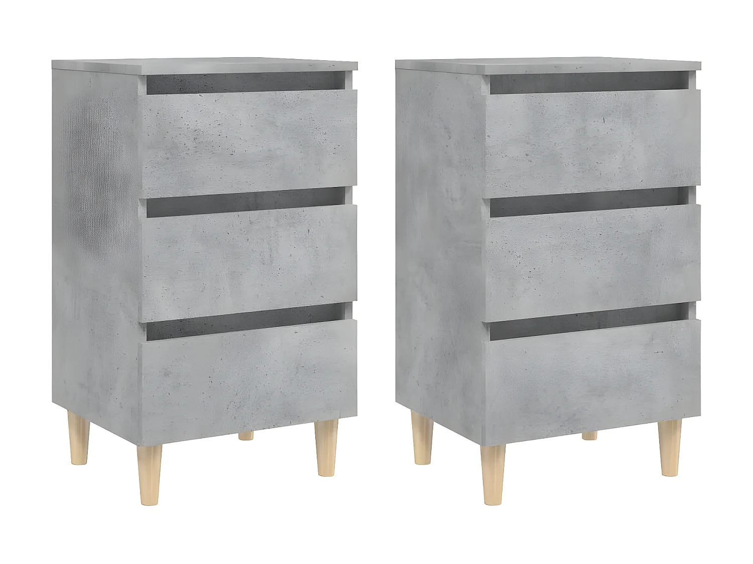 2er-Set Nachttische Nachtschrank mit Massivholz-Beinen Betongrau 40x35x69 cm -RN66841