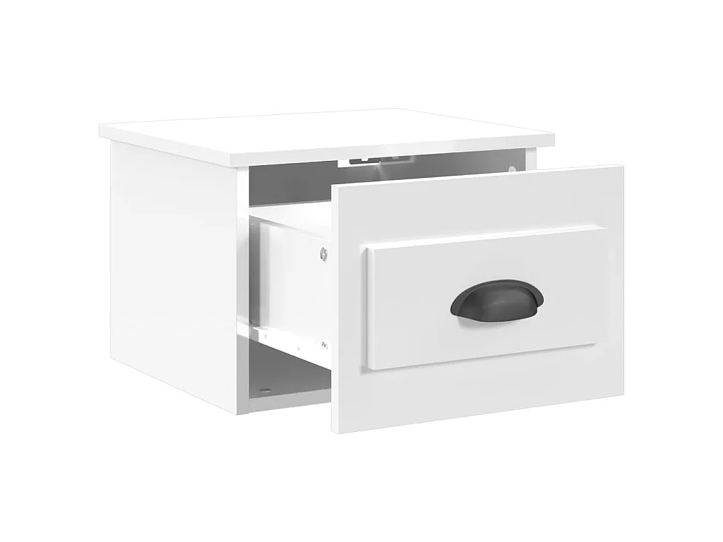2er-Set Wand-Nachttische Nachtschrank Hochglanz-Weiß 41,5x36x28 cm -RN38114