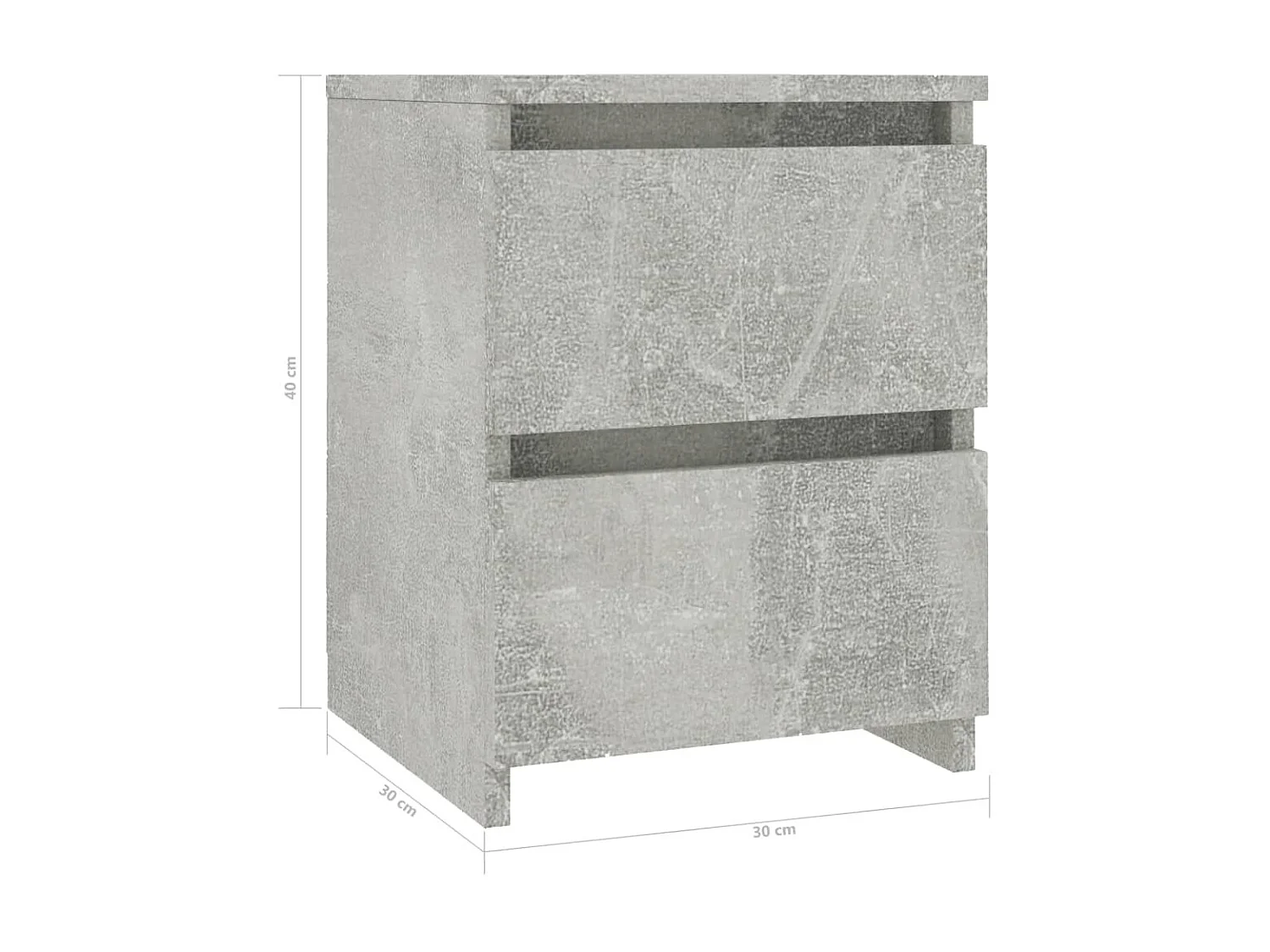 Nachttisch Betongrau Nachtschrank 30×30×40 cm Holzwerkstoff -RN57750