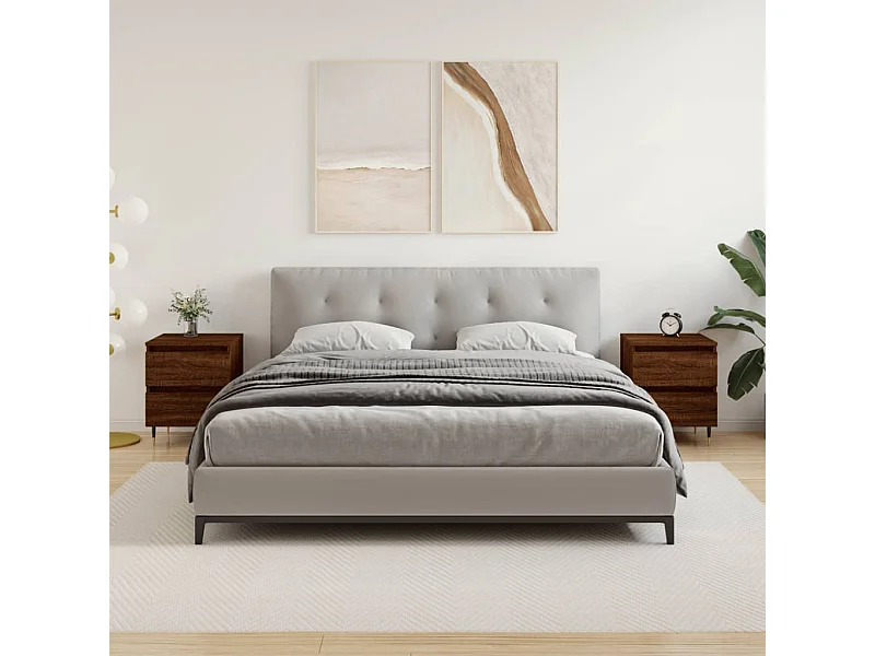 2er-Set Nachttische Nachtschrank Braun Eichen-Optik 40x35x50 cm Holzwerkstoff -RN75925