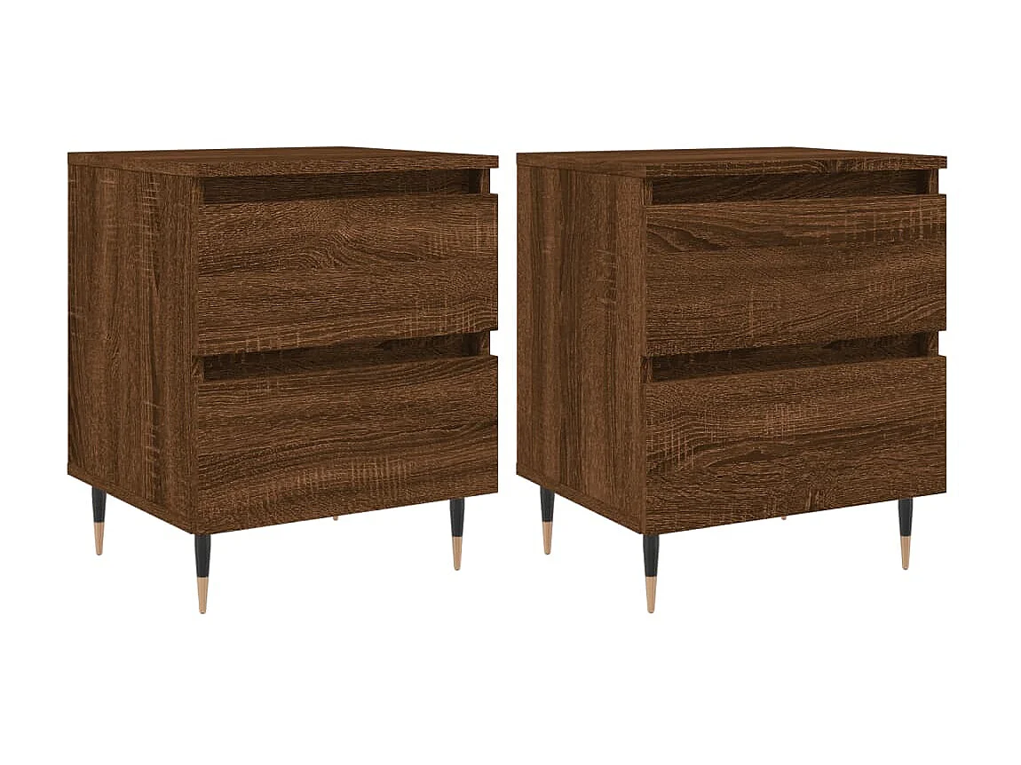 2er-Set Nachttische Nachtschrank Braun Eichen-Optik 40x35x50 cm Holzwerkstoff -RN75925