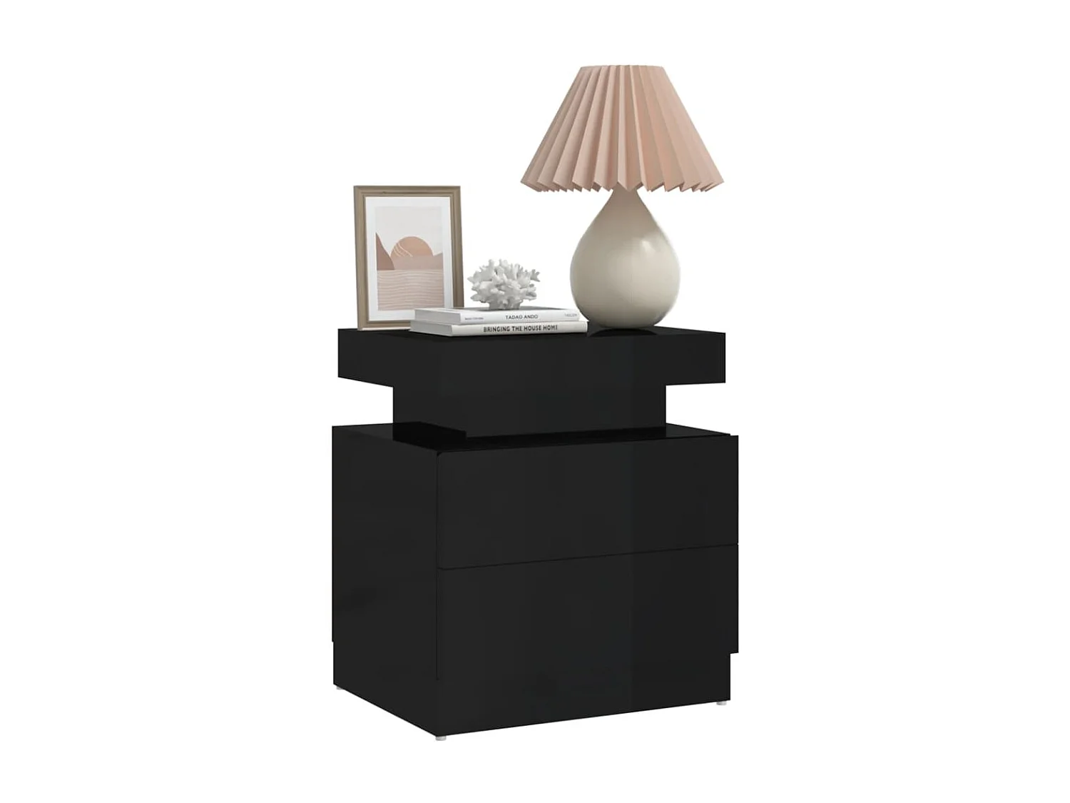 Nachttisch Nachtschrank Hochglanz-Schwarz 45x35x52 cm Holzwerkstoff -RN16907