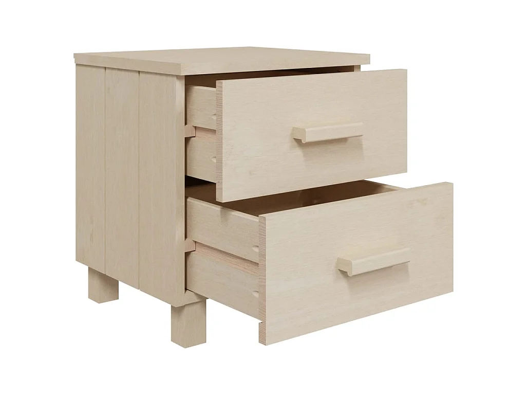 2er-Set Nachttische Nachtschrank HAMAR Honigbraun 40x35x44,5 cm Massivholz -RN91300