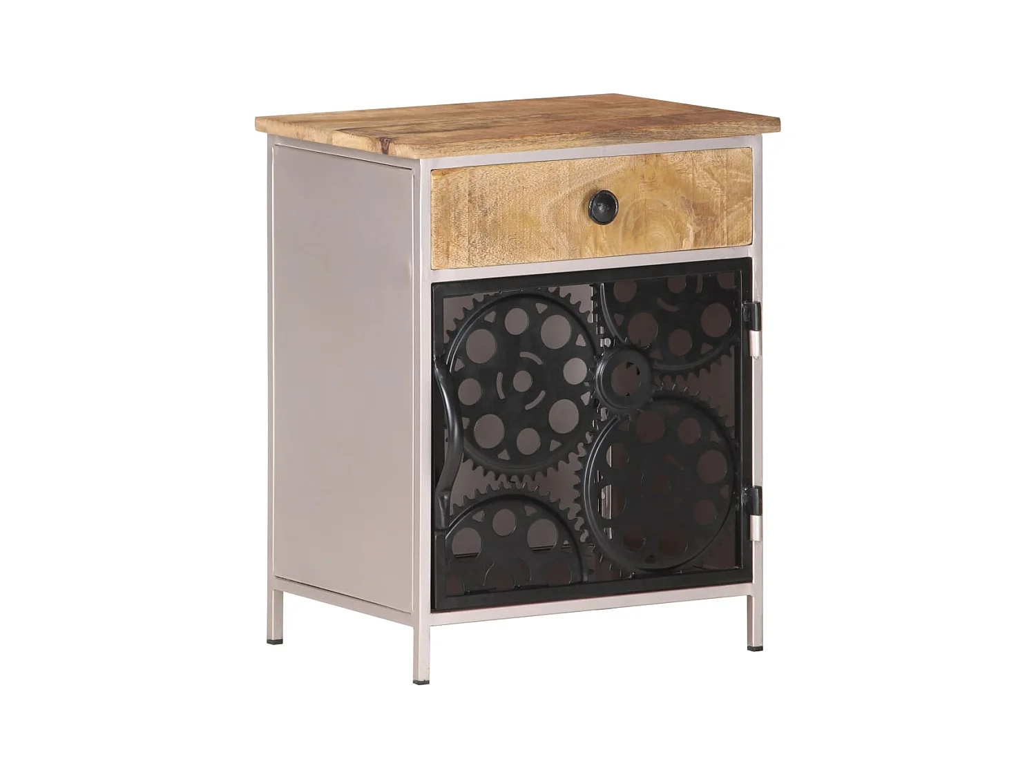 Nachttisch Nachtschrank 40x30x50 cm Raues Mangoholz -RN29225