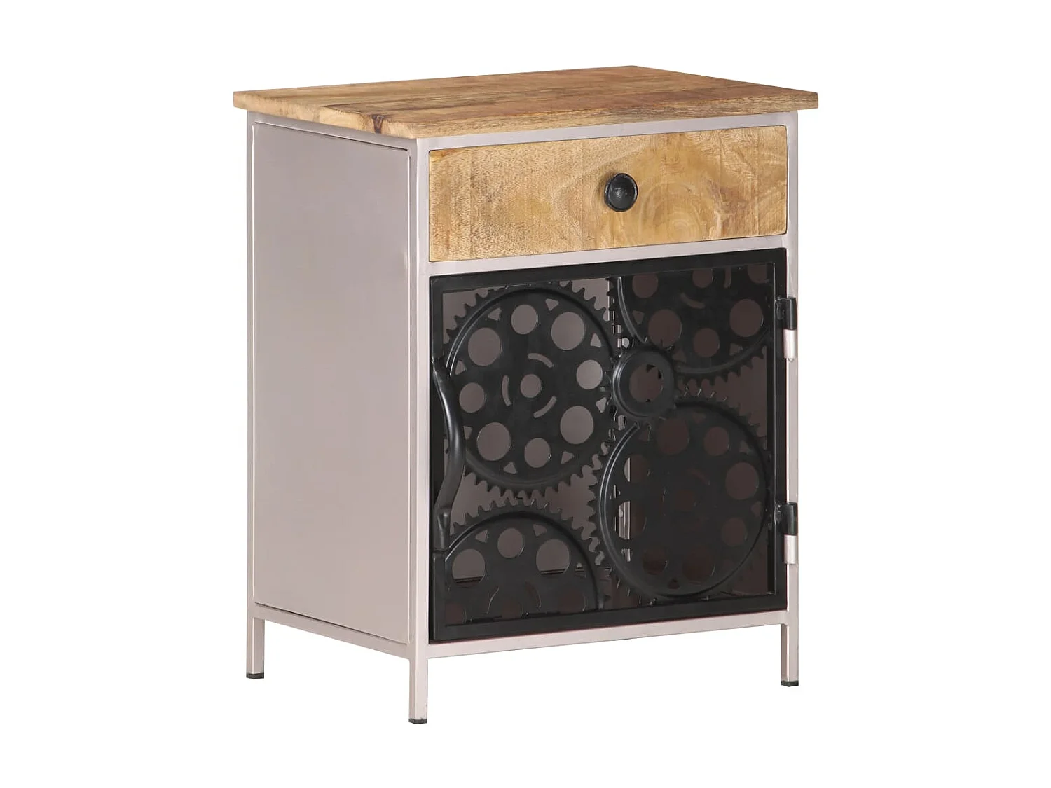 Nachttisch Nachtschrank 40x30x50 cm Raues Mangoholz -RN29225