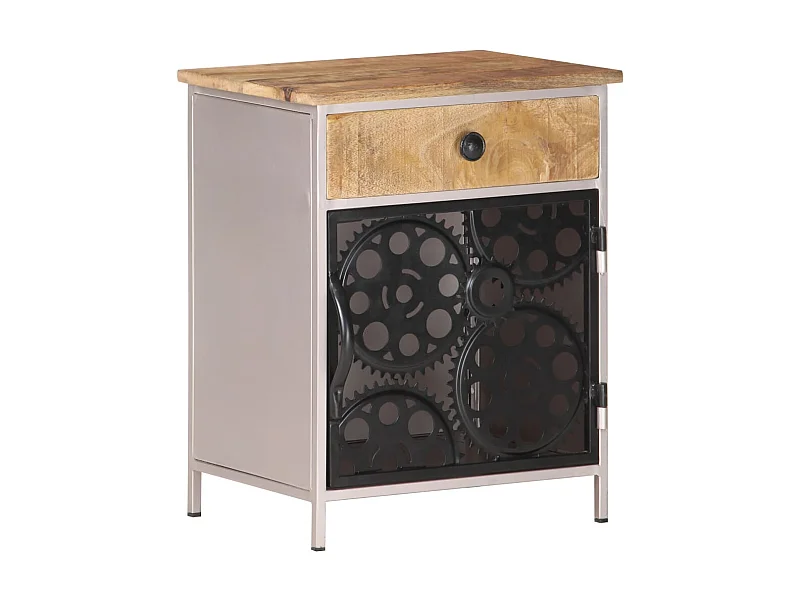 Nachttisch Nachtschrank 40x30x50 cm Raues Mangoholz -RN29225