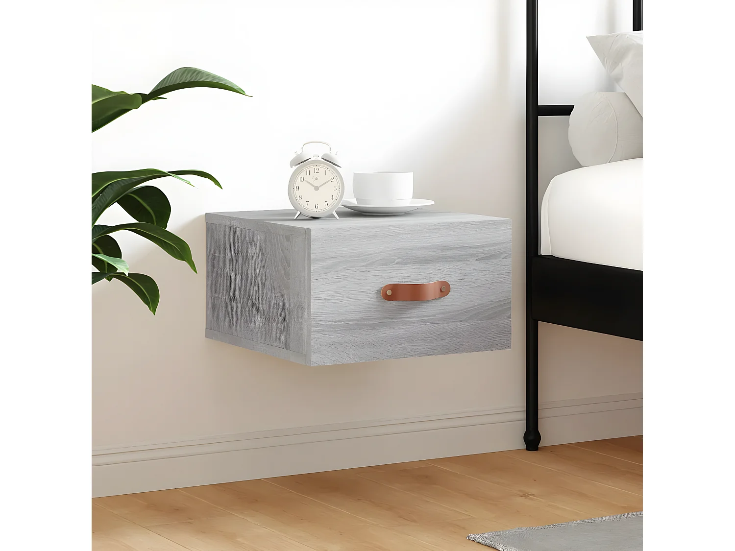 Wand-Nachttisch Grau Nachtschrank Sonoma 35x35x20 cm -RN47057