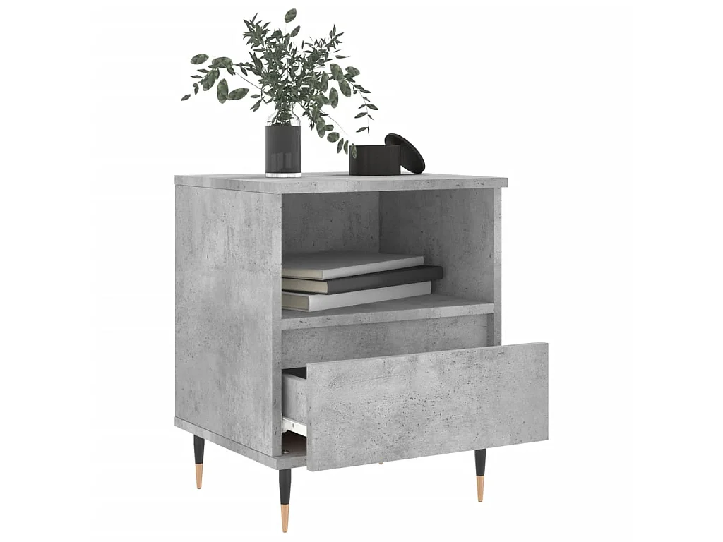 Nachttisch Betongrau Nachtschrank 40x35x50 cm Holzwerkstoff -RN97008