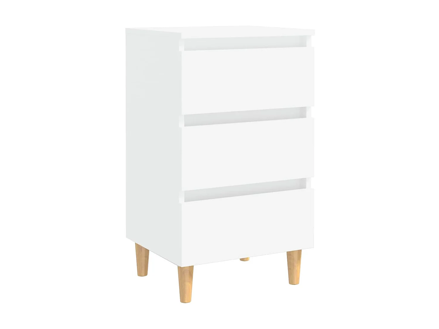 Nachttisch Nachtschrank mit Massivholz-Beinen Weiß 40x35x69 cm -RN18716