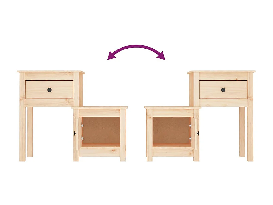 2er-Set Nachttische Nachtschrank 79,5x38x65,5 cm Massivholz Kiefer -RN99418